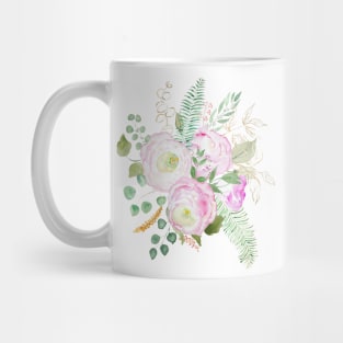 pink eustoma flowers watercolor Mug